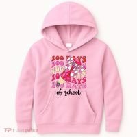 Cute 100 Days Of School Ribbon Bow Kids Hoodie thumb 0