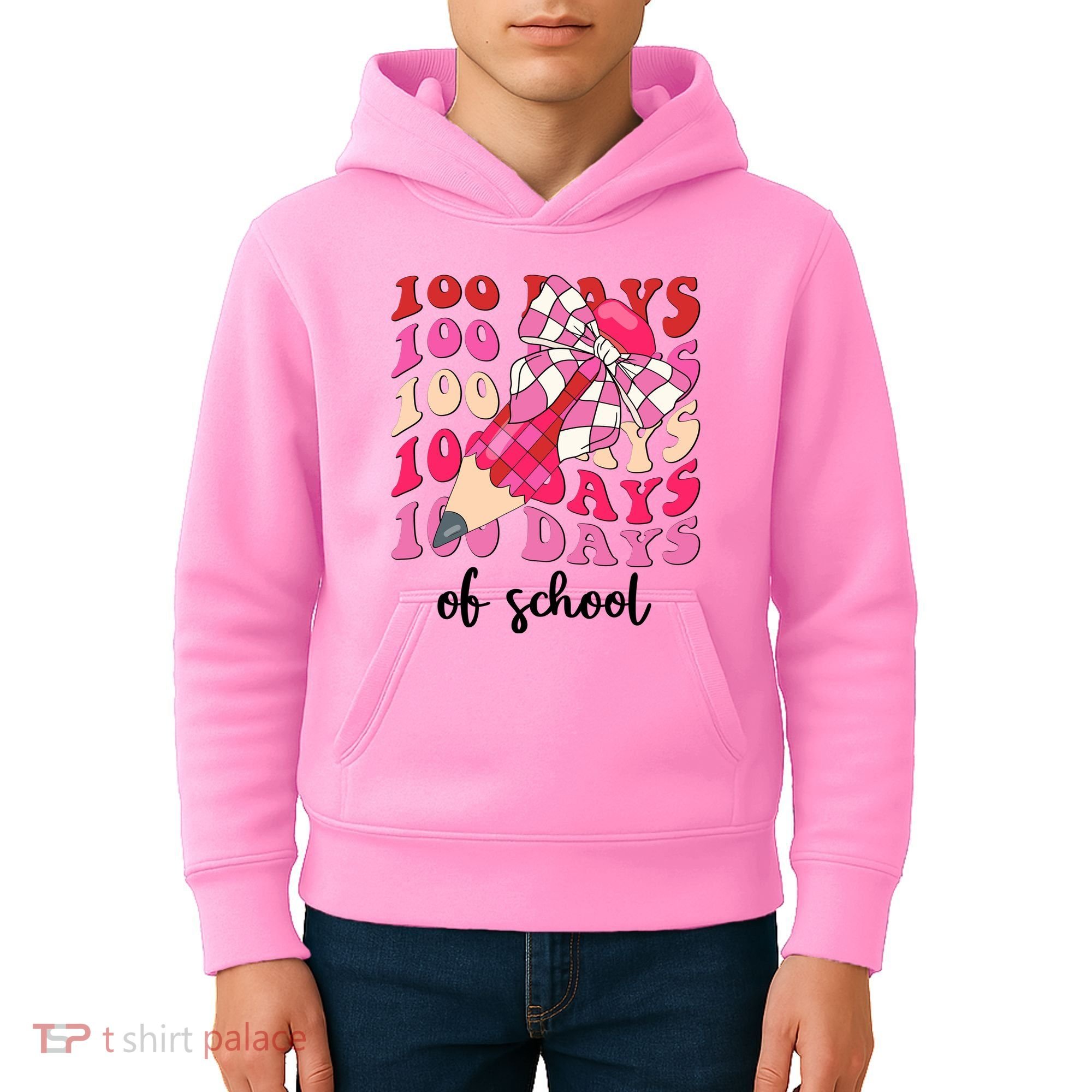 Cute 100 Days Of School Ribbon Bow Kids Hoodie