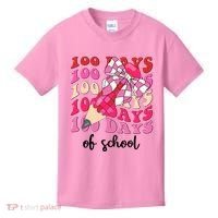 Cute 100 Days Of School Ribbon Bow Kids T-Shirt thumb 0