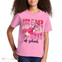 Cute 100 Days Of School Ribbon Bow Kids T-Shirt thumb 2