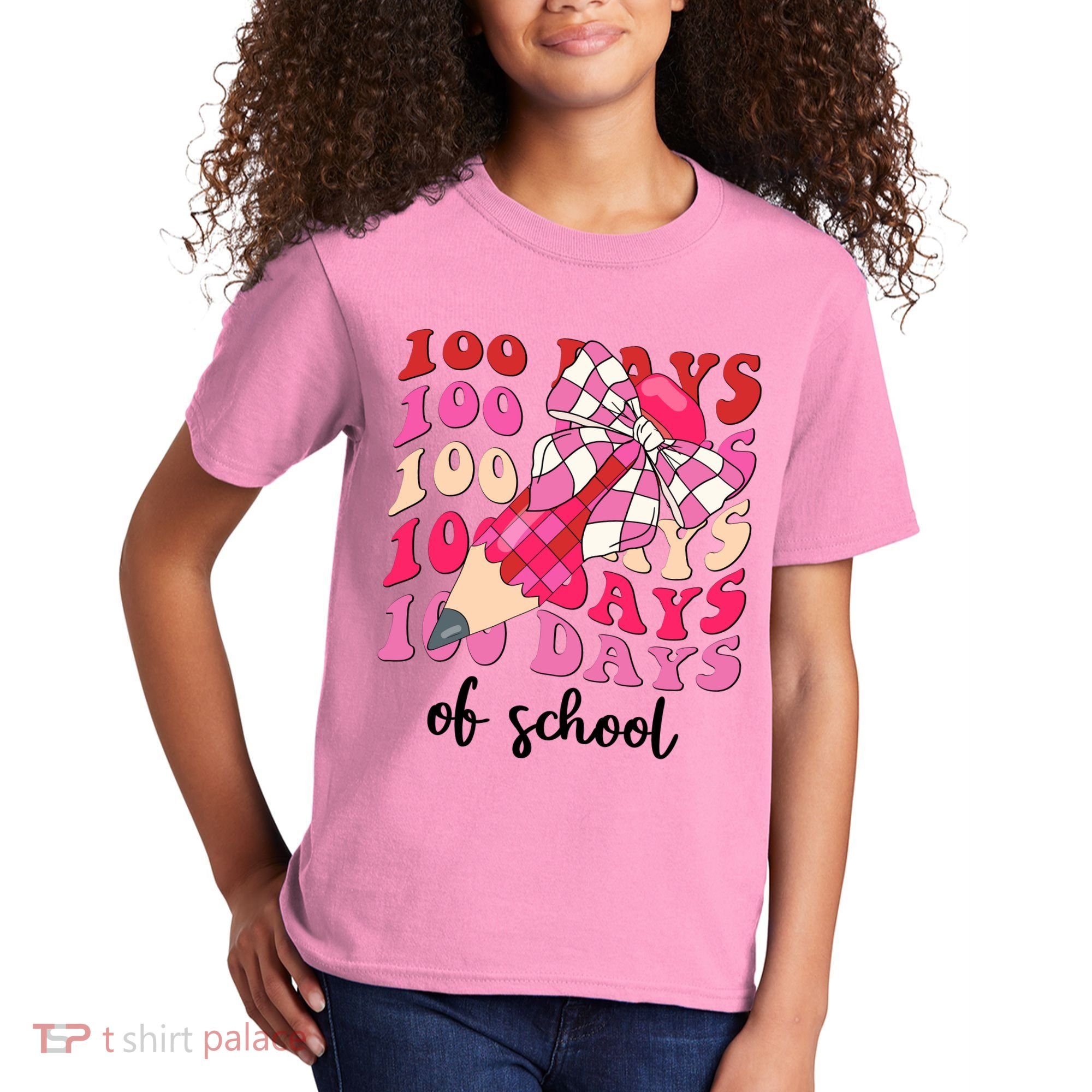 Cute 100 Days Of School Ribbon Bow Kids T-Shirt