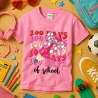 Cute 100 Days Of School Ribbon Bow Kids T-Shirt thumb 3