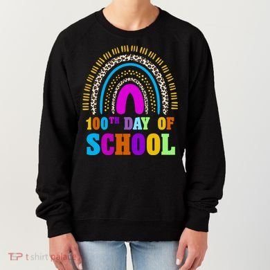 Cute 100th Day Of School Leopard Rainbow Women's Sweatshirt