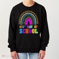 Cute 100th Day Of School Leopard Rainbow Women's Sweatshirt thumb 0