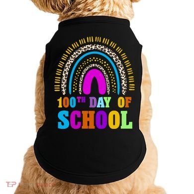 Cute 100th Day Of School Leopard Rainbow Doggie Tank