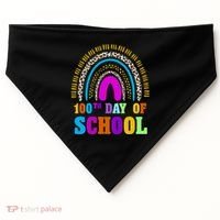 Cute 100th Day Of School Leopard Rainbow USA-Made Doggie Bandana thumb 0