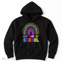 Cute 100th Day Of School Leopard Rainbow Hoodie thumb 0