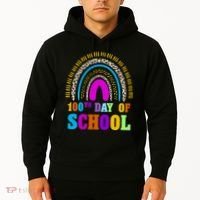Cute 100th Day Of School Leopard Rainbow Hoodie thumb 2