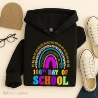 Cute 100th Day Of School Leopard Rainbow Hoodie thumb 4