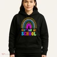 Cute 100th Day Of School Leopard Rainbow Hoodie thumb 5