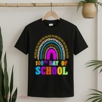 Cute 100th Day Of School Leopard Rainbow T-Shirt thumb 2