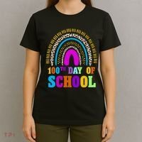 Cute 100th Day Of School Leopard Rainbow T-Shirt thumb 4