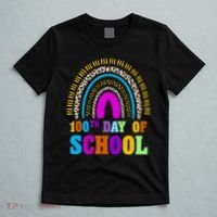 Cute 100th Day Of School Leopard Rainbow T-Shirt thumb 5