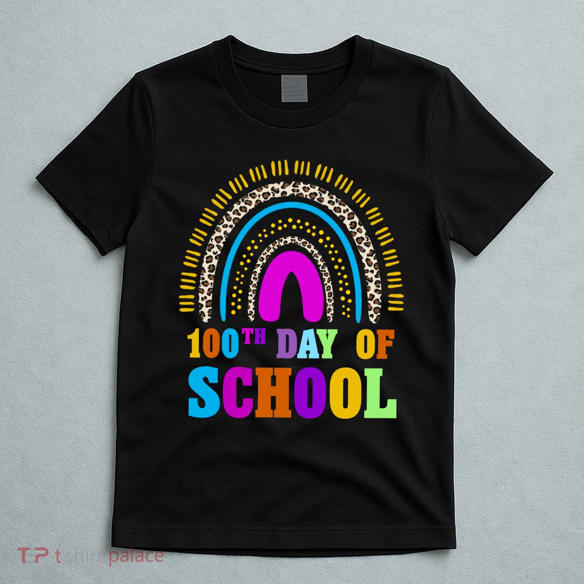 Cute 100th Day Of School Leopard Rainbow T-Shirt