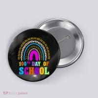Cute 100th Day Of School Leopard Rainbow Button thumb 0