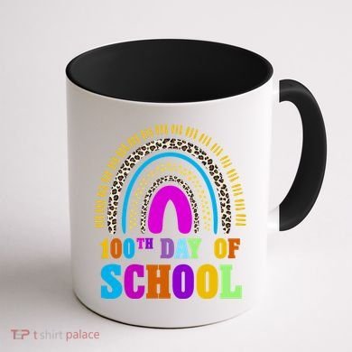 Cute 100th Day Of School Leopard Rainbow Coffee Mug back