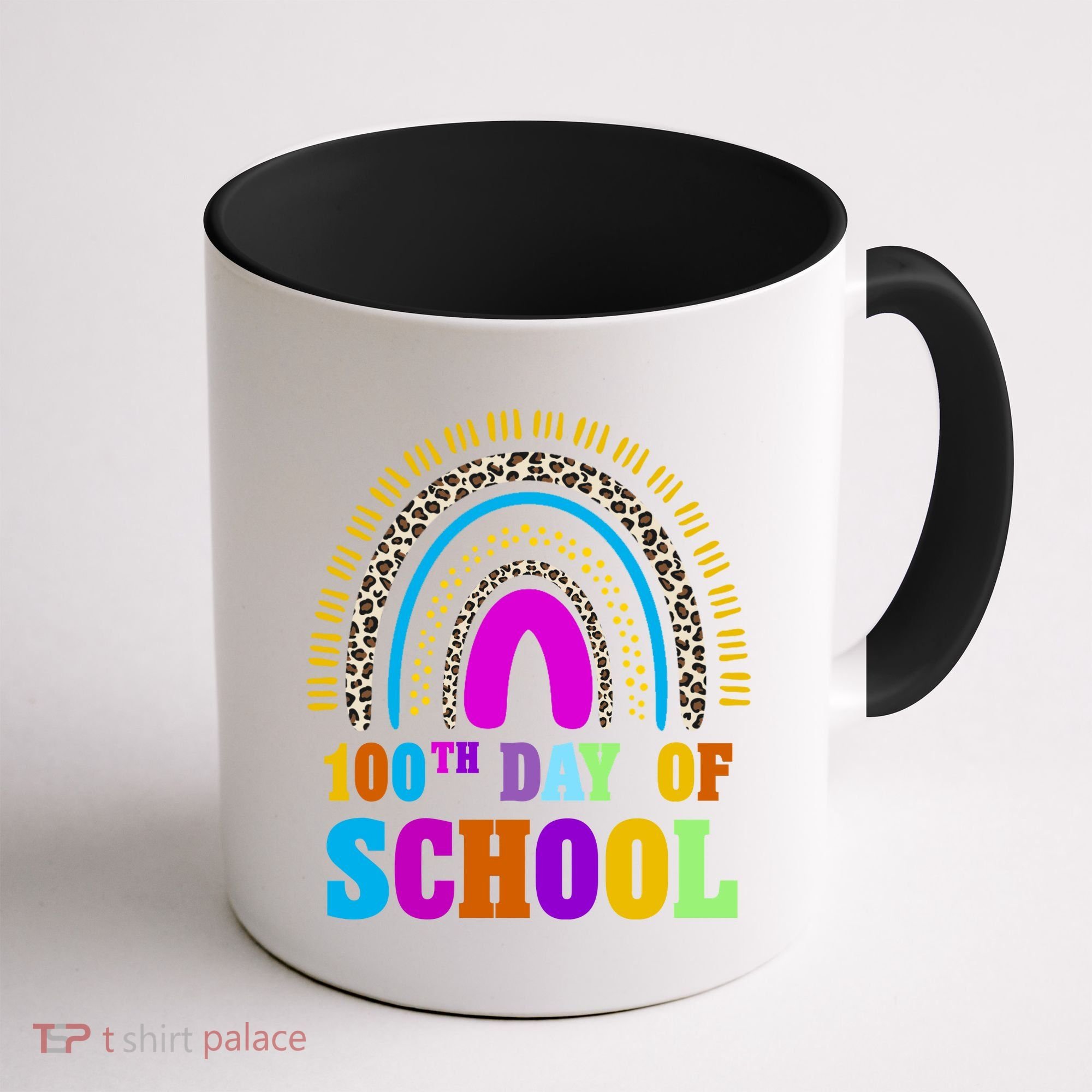 Cute 100th Day Of School Leopard Rainbow Coffee Mug