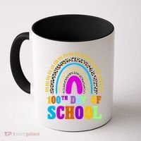 Cute 100th Day Of School Leopard Rainbow Coffee Mug thumb 0