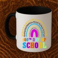 Cute 100th Day Of School Leopard Rainbow Coffee Mug thumb 2