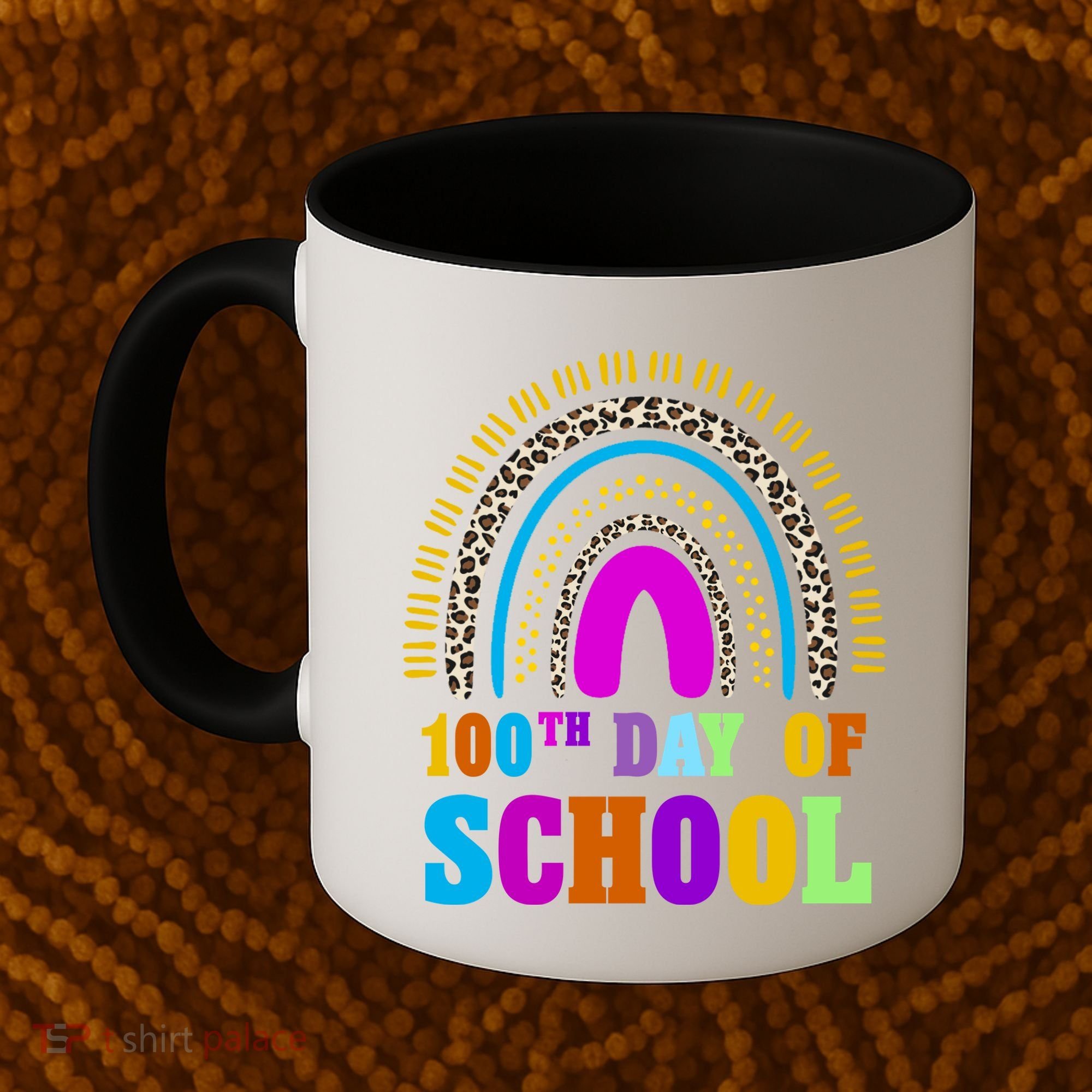 Cute 100th Day Of School Leopard Rainbow Coffee Mug