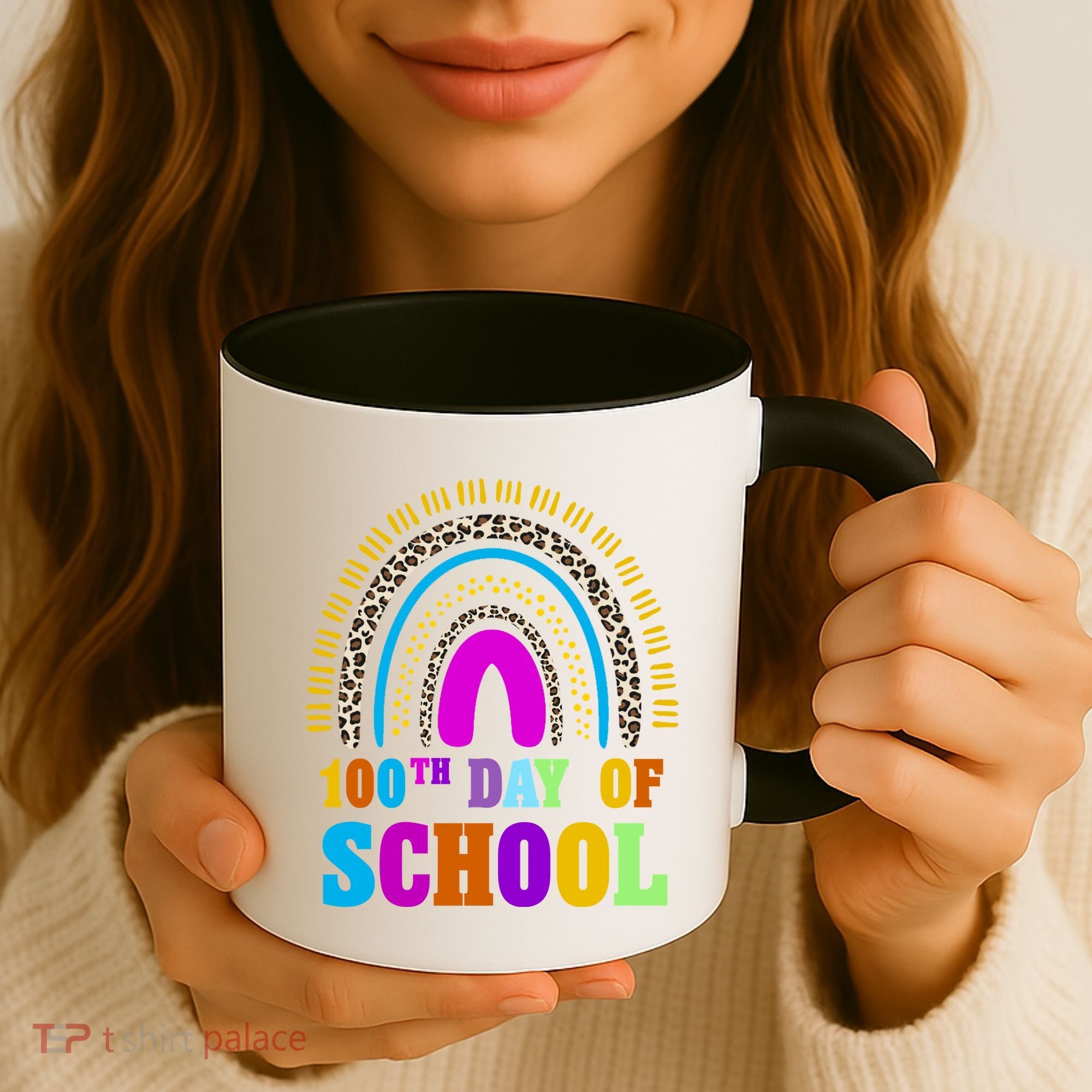 Cute 100th Day Of School Leopard Rainbow Coffee Mug