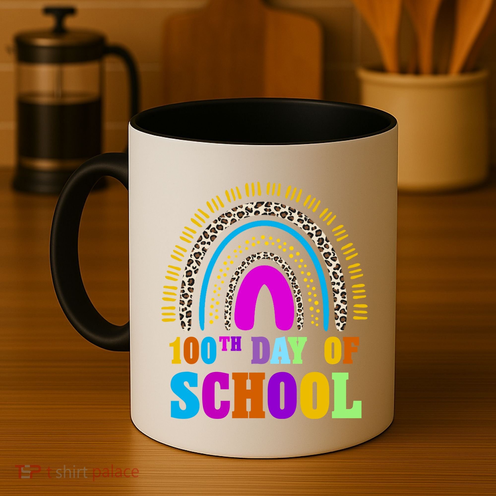 Cute 100th Day Of School Leopard Rainbow Coffee Mug