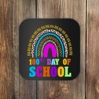 Cute 100th Day Of School Leopard Rainbow Coaster thumb 0
