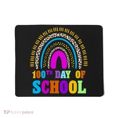 Cute 100th Day Of School Leopard Rainbow Mousepad