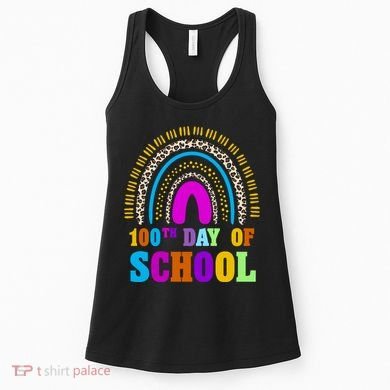 Cute 100th Day Of School Leopard Rainbow Women's Tank Top