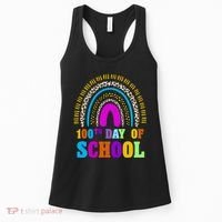 Cute 100th Day Of School Leopard Rainbow Women's Tank Top thumb 0