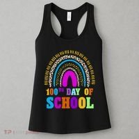 Cute 100th Day Of School Leopard Rainbow Women's Tank Top thumb 3