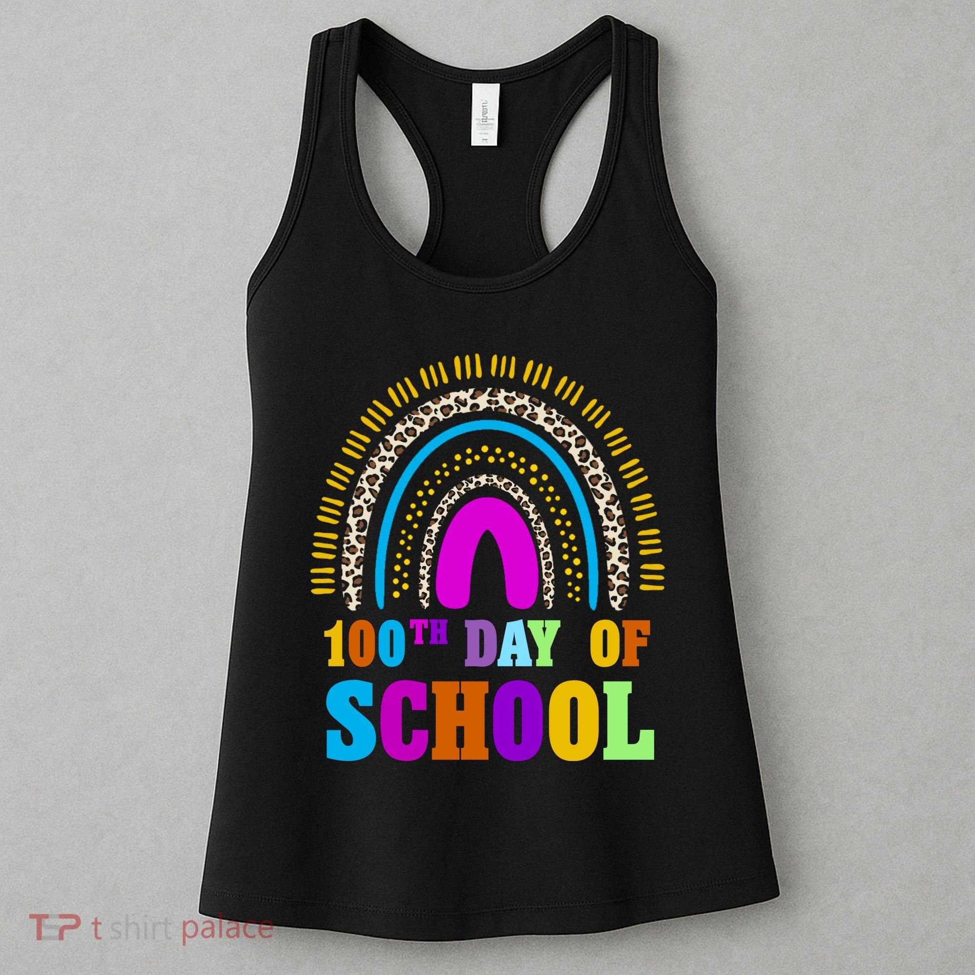 Cute 100th Day Of School Leopard Rainbow Women's Tank Top