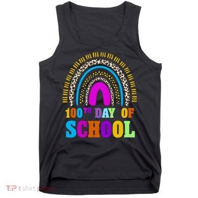 Cute 100th Day Of School Leopard Rainbow Tank Top