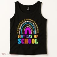 Cute 100th Day Of School Leopard Rainbow Tank Top thumb 2