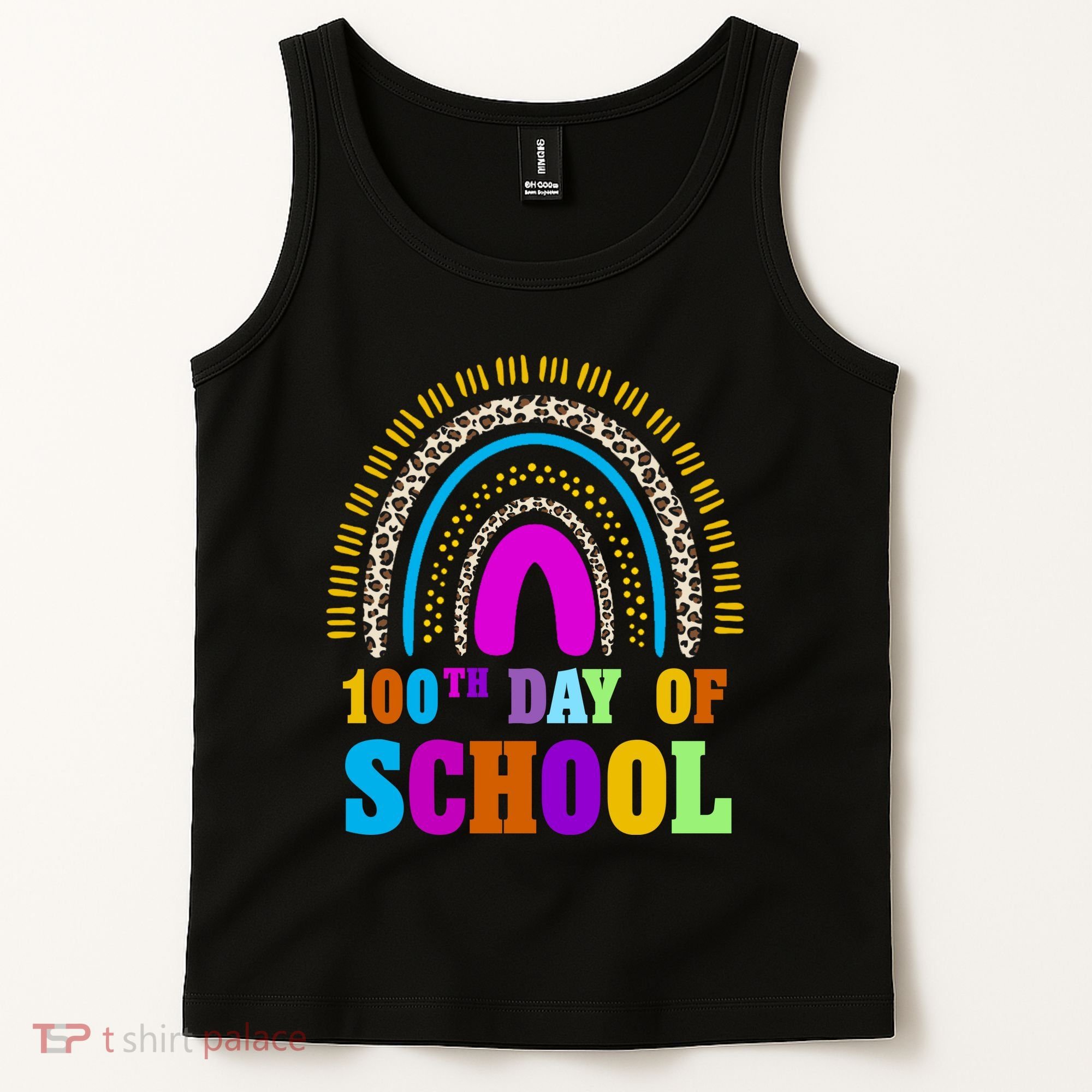 Cute 100th Day Of School Leopard Rainbow Tank Top