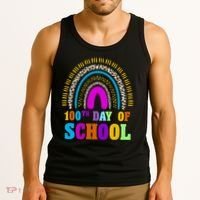 Cute 100th Day Of School Leopard Rainbow Tank Top thumb 3