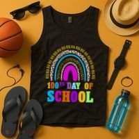 Cute 100th Day Of School Leopard Rainbow Tank Top thumb 4