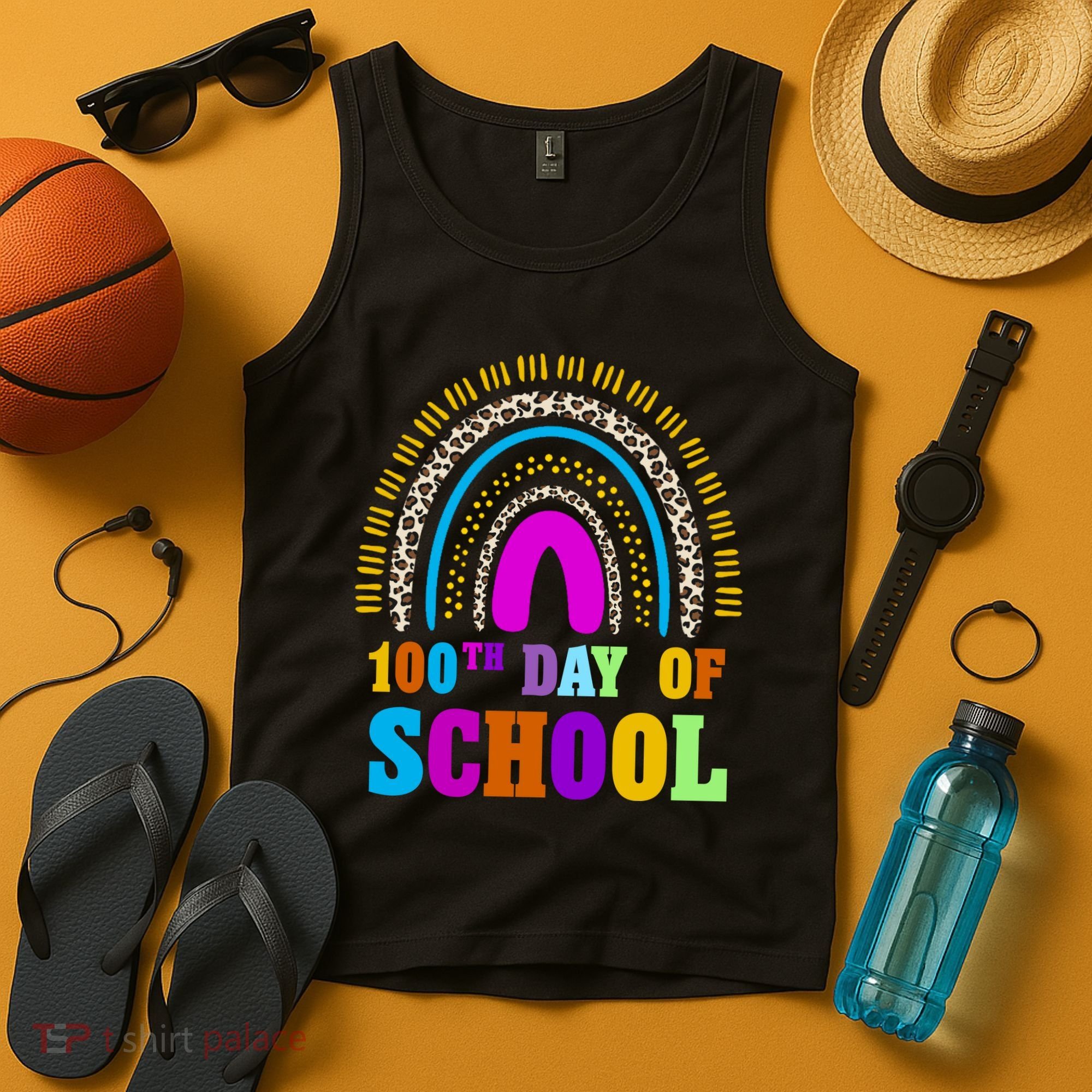 Cute 100th Day Of School Leopard Rainbow Tank Top