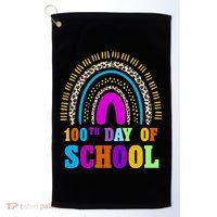 Cute 100th Day Of School Leopard Rainbow Golf Towel thumb 0