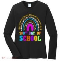 Cute 100th Day Of School Leopard Rainbow Women's Long Sleeve Shirt thumb 0