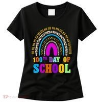 Cute 100th Day Of School Leopard Rainbow Women's T-Shirt thumb 0