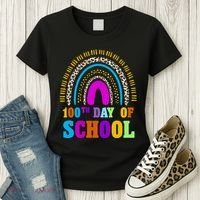 Cute 100th Day Of School Leopard Rainbow Women's T-Shirt thumb 3