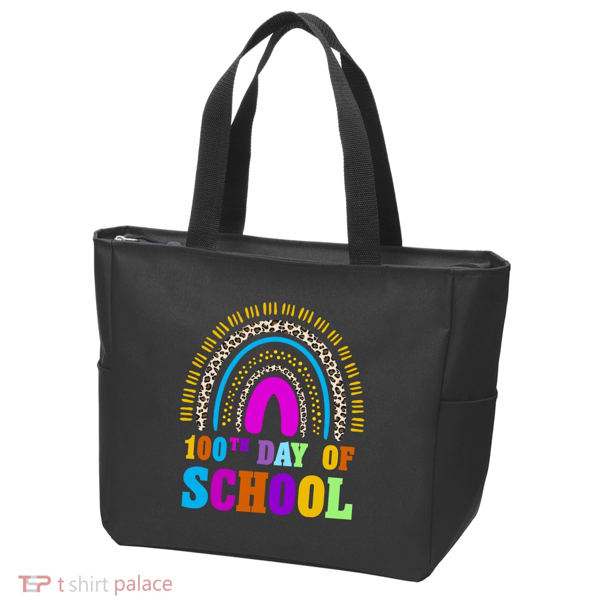 Cute 100th Day Of School Leopard Rainbow Tote Bag