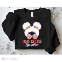 Cute 100 Days Smarter Afro Puff Girl Sweatshirt thumb 2