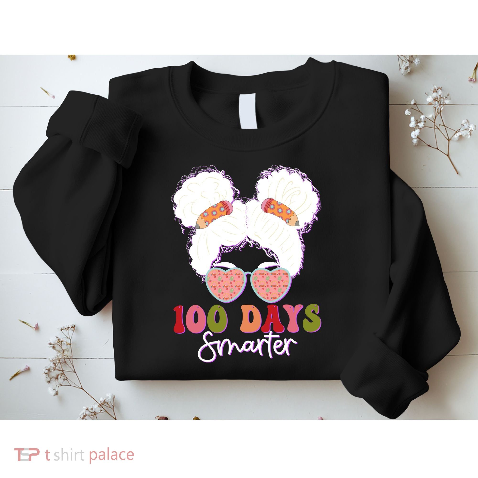 Cute 100 Days Smarter Afro Puff Girl Sweatshirt