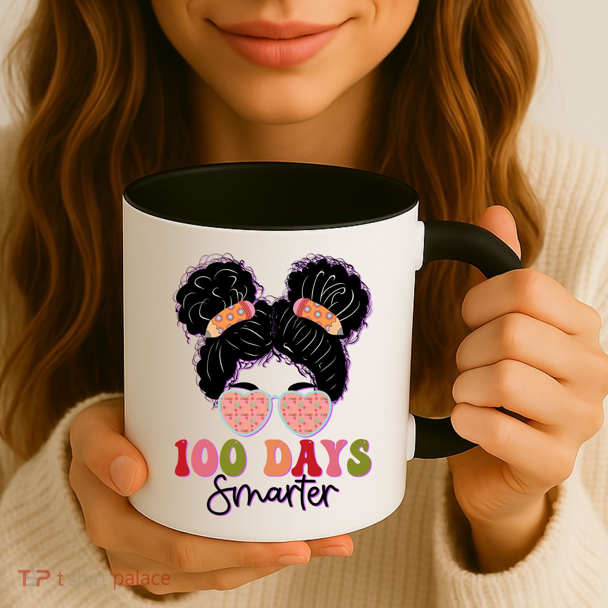 Cute 100 Days Smarter Afro Puff Girl Coffee Mug