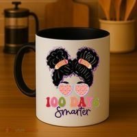 Cute 100 Days Smarter Afro Puff Girl Coffee Mug thumb 4