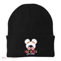 Cute 100 Days Smarter Afro Puff Girl Beanie thumb 0