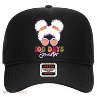 Cute 100 Days Smarter Afro Puff Girl Hat thumb 0