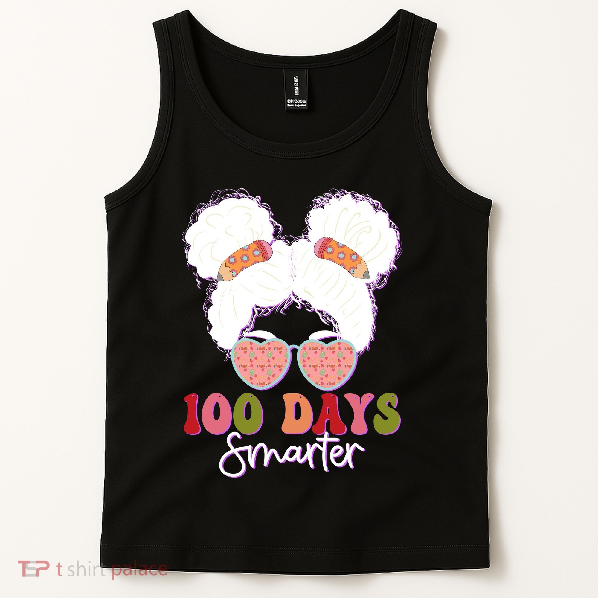 Cute 100 Days Smarter Afro Puff Girl Tank Top